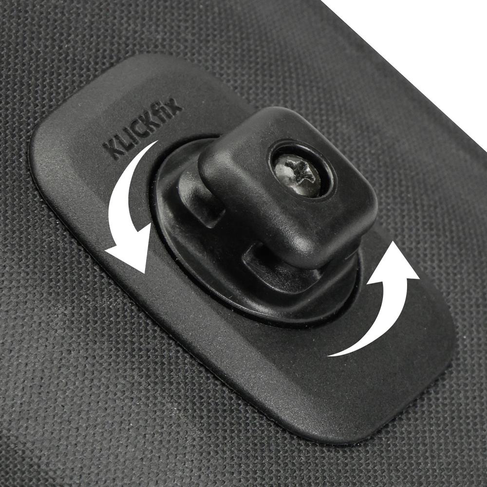 KLICKfix Quad Mini Adapter, schwarz, mit Drehfunktion für Smartphone-Tasche.