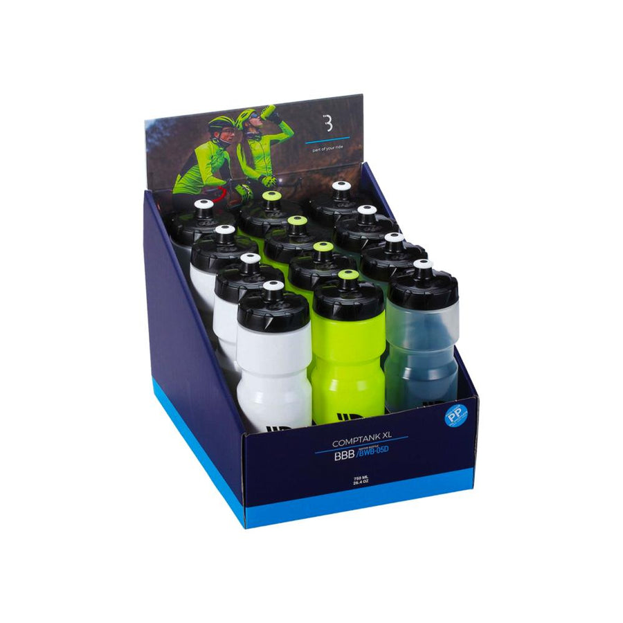 BBB Cycling Flaschen 750ml CompTank Displaybox 750 - leichte Trinkflasche für jede Fahrt