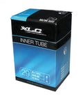 XLC Fahrradschlauch 29 x 1.9/2.3, 50/56-622, AV 33mm Ventil auf weißem Hintergrund.