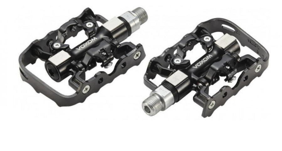 Voxom Pedal Touring SPD-Pe18 schwarz, beidseitig mit Plattform und SPD-System, Cr-Mo Achse, Aluminium-Körper.