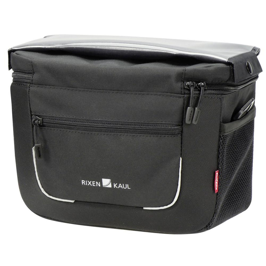 KLICKfix Aventour Fahrradlenkertasche schwarz mit wasserdichtem Tablet- Smartphonefach.