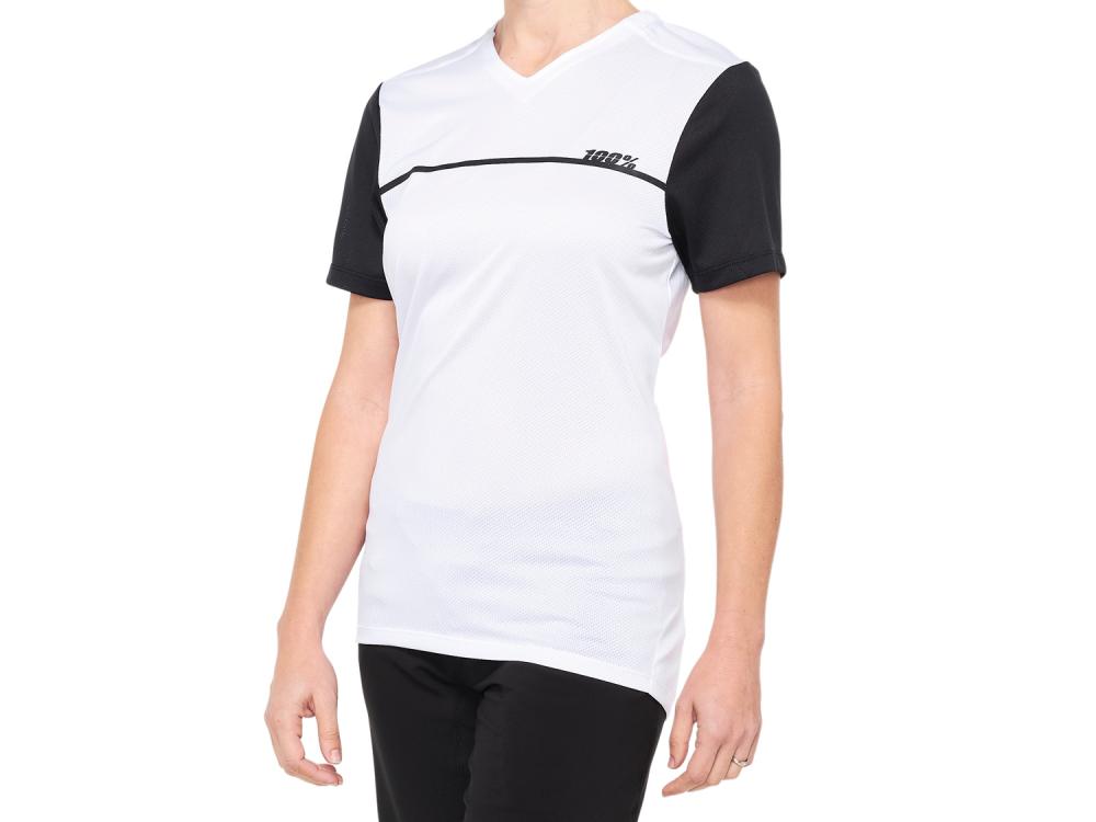 100% Ridecamp Womens Short Sleeve Jersey L white/black - atmungsaktives MTB-Trikot für lange Trail-Tage