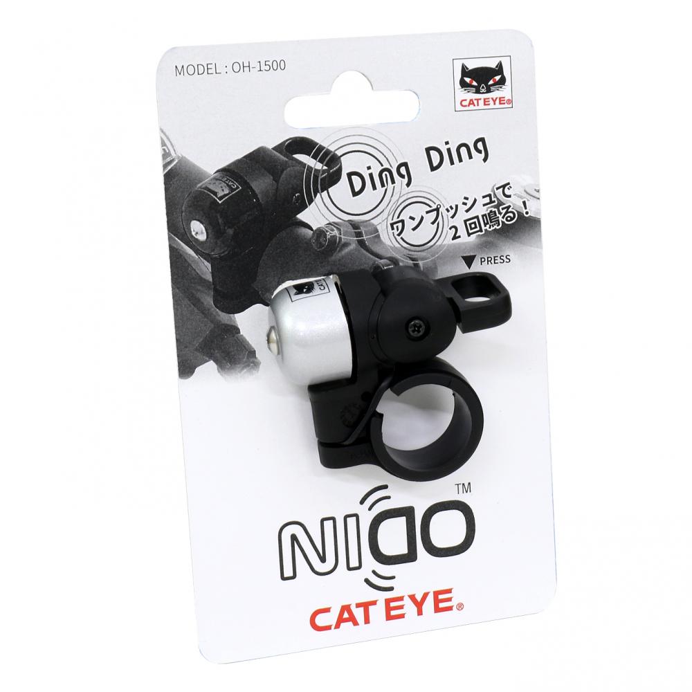 CATEYE Klingel OH-1500 Nido Silber (Kompaktgröße) Silber - laute, freundliche Fahrradklingel