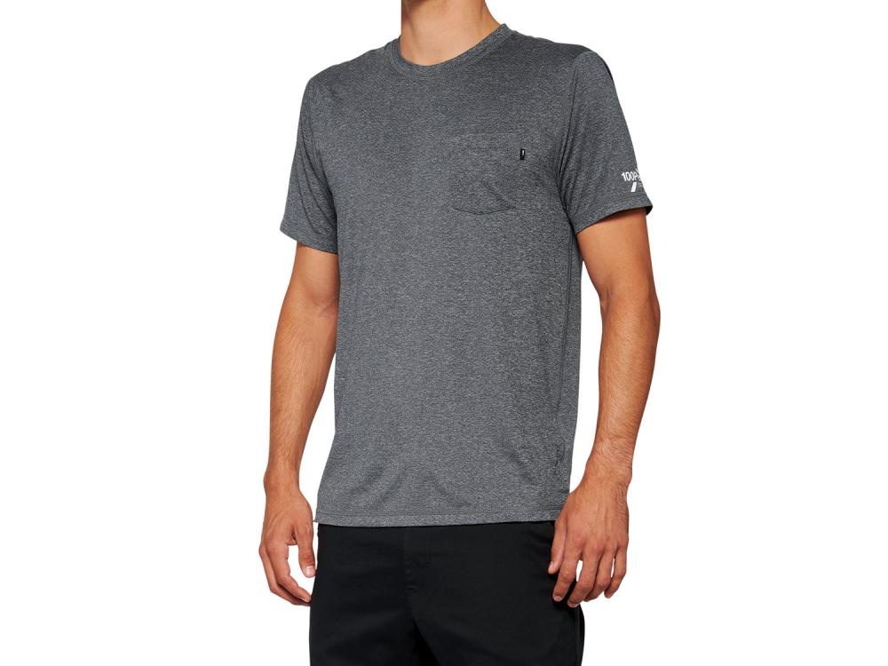 100% Mission Athletic T-Shirt M Heather Charcoal - atmungsaktives Funktionsshirt für Sport und Alltag