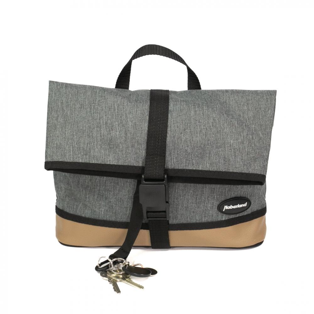 Haberland Lenkertasche Mel eMotion grau/hellbraun - elegante Lenkertasche mit KLICKfix