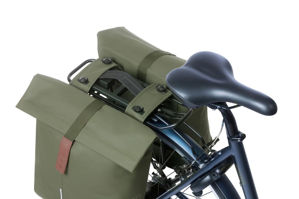 Basil City Double Pannier Bag MIK 2.0 - 28-32 Liter Doppeltasche - Doppelpacktasche - veganes Leder wasserfester Rollverschluss inkl. MIK Adapterplatte