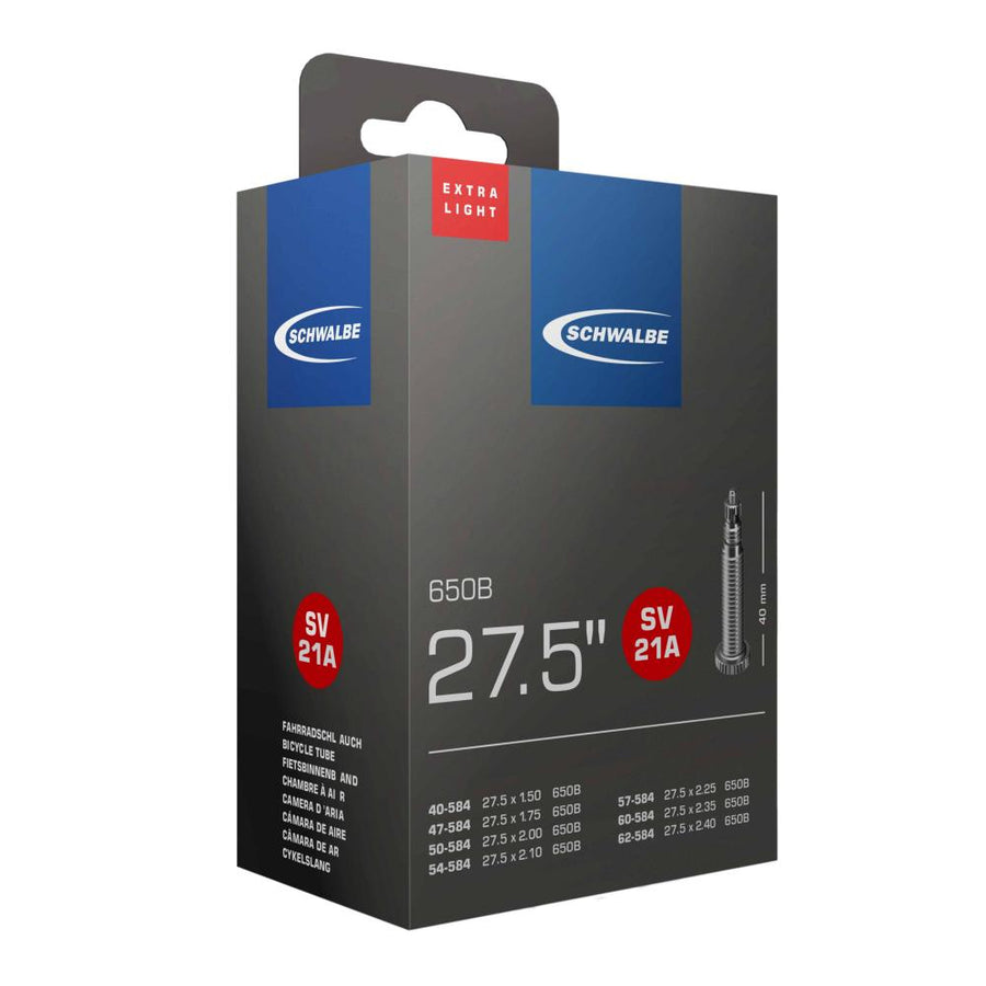 Schwalbe Fahrradschlauch SV21A extra leicht, 27.5 Zoll (650B), 40-62/584, SV 40mm Ventil, in Verpackung.