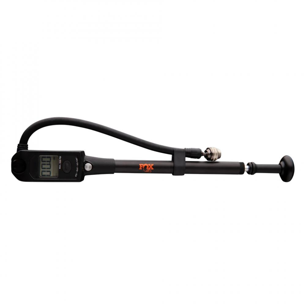 FOX Digitale Dämpferpumpe MTB 350 psi, schwarz, mit digitalem Manometer und Schlauch.