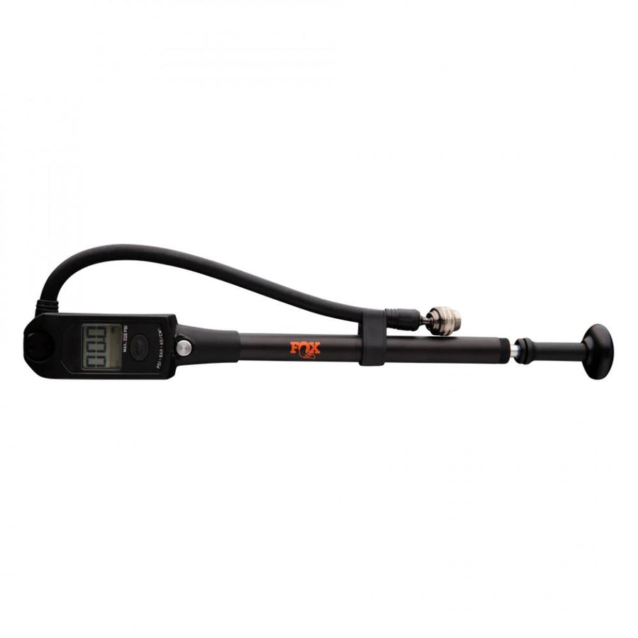 FOX Digitale Dämpferpumpe MTB 350 psi, schwarz, mit digitalem Manometer und Schlauch.