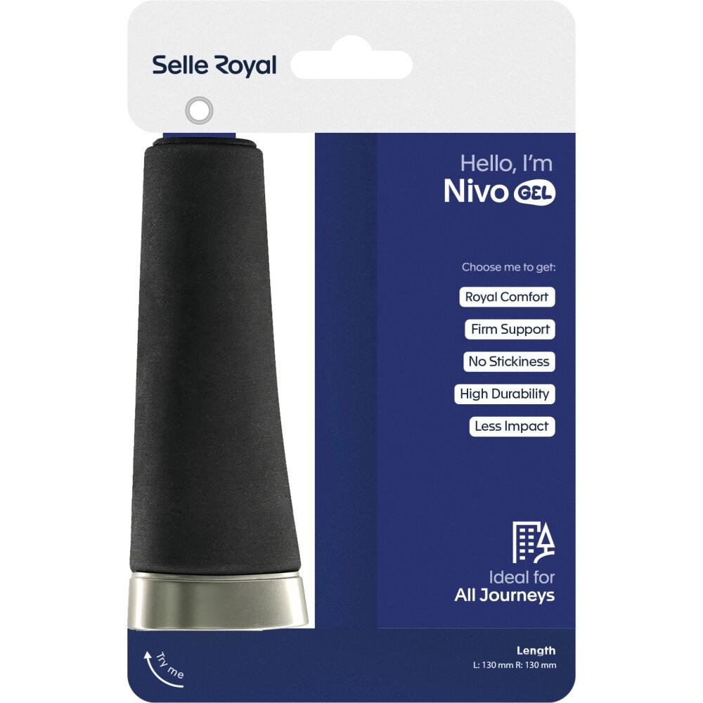 Selle Royal Nivo Gel ergonomische Fahrradgriffe, schwarz, 130mm, für maximalen Komfort und festen Halt.