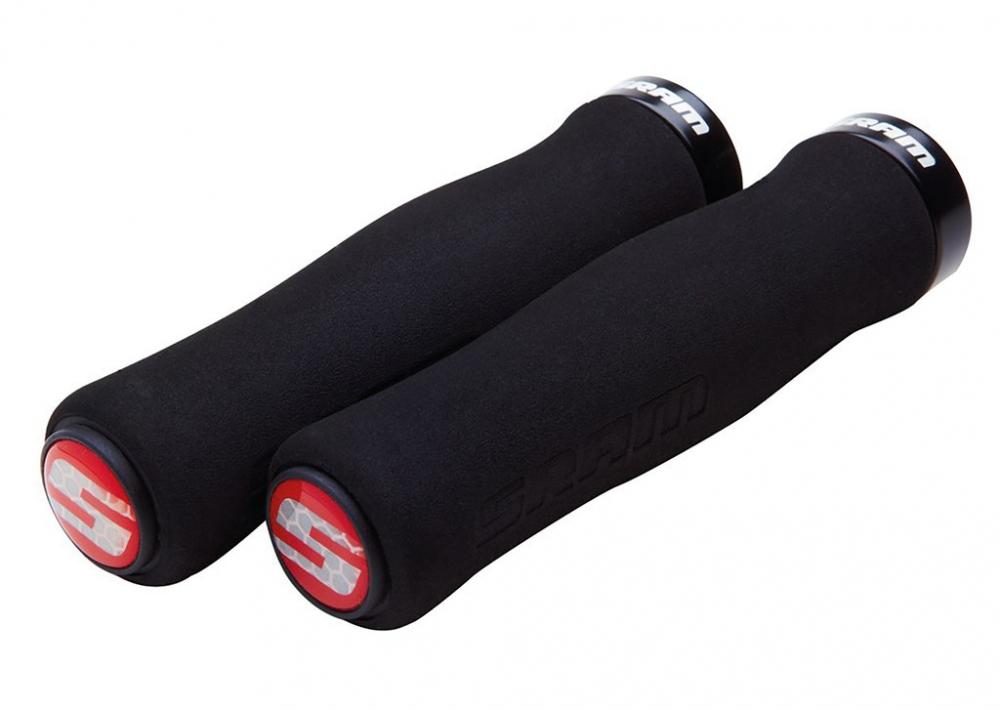 Zwei schwarze ergonomische SRAM Lockring Griffe Contour für Fahrradlenker.