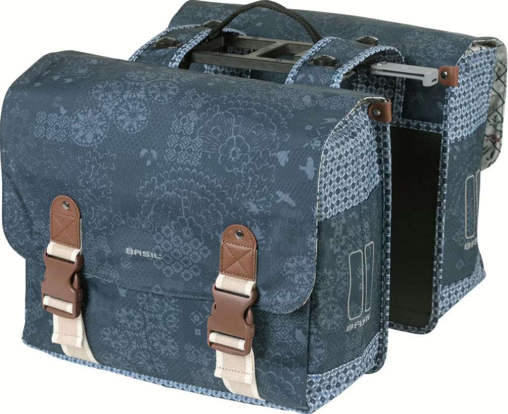 Basil Bohème Double Bag MIK 2.0 - Doppeltasche 35 Liter - Doppelpacktasche - wasserabweisend Reflexion Indigo Blue inkl. MIK-Adapterplatte