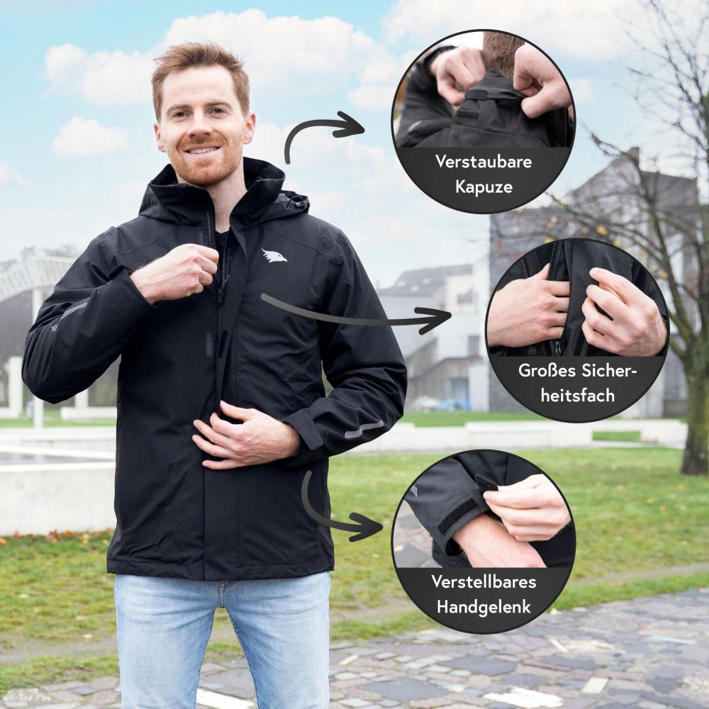 Valkental Jacke 3in1 Smart Jacket wasserdichte Jacke mit Fleece Zipp-In Herren L schwarz