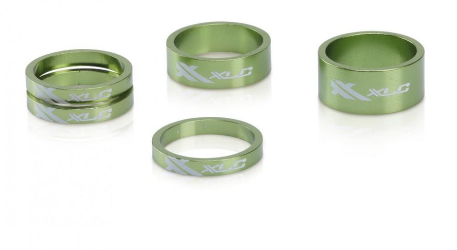 XLC A-Head Spacer-Set AS-A02 3 x 5, 1 x 10, 1 x 15, 1 1/8" limegreen
