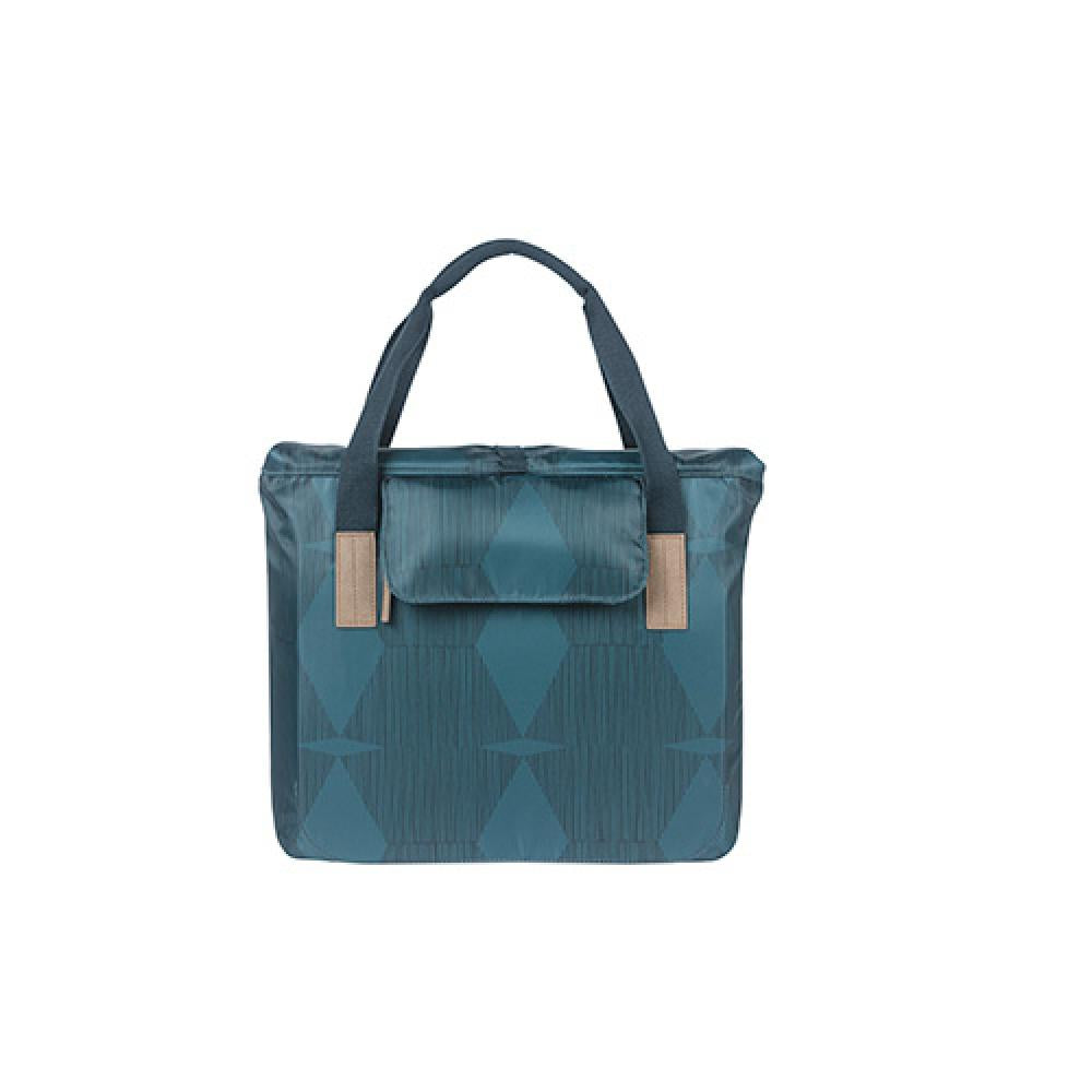 Basil Elegance Fahrradshopper estate blau, recyceltes PET, wasserabweisend, Hook-On-System, gepolsterte Gurte.