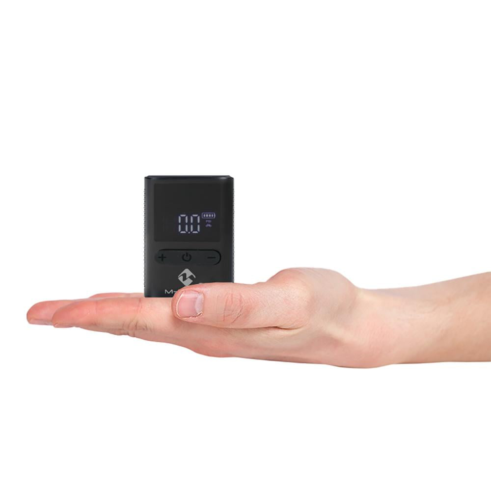 M-WAVE Elumatik Pocket Akku-Minipumpe 8 bar USB-C digital - kompakte E-Pumpe für AV/FV inkl. Adapter & Tasche