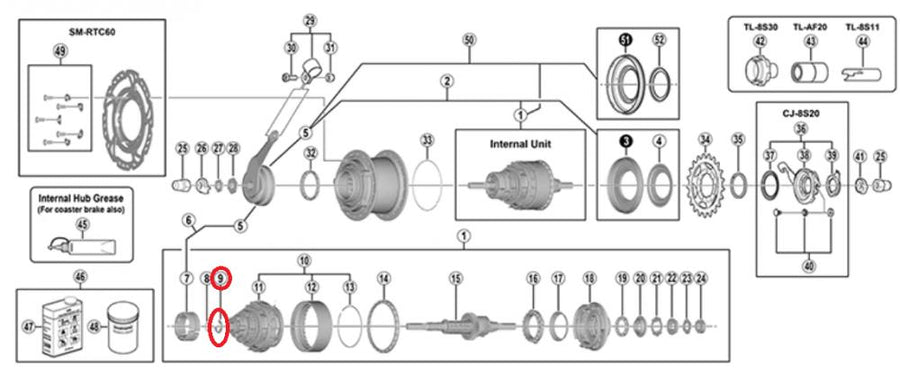 SHIMANO Sprengring SG-8C31 - Ersatz-Sicherungsring für Nabenschaltung, 1 g