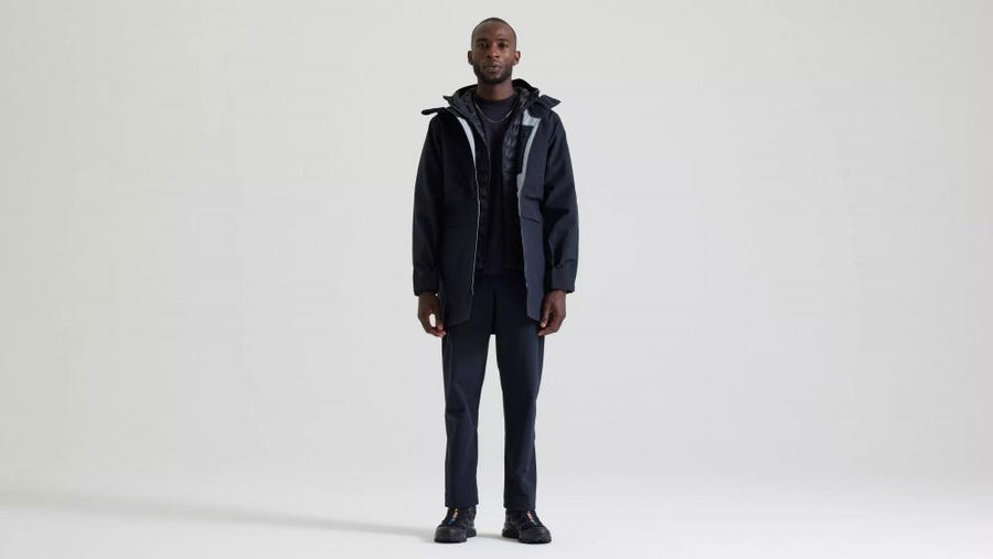 3L Hooded Shell Parka Schwarz XXL - Wasserdichte Herren Winterjacke mit Kapuze