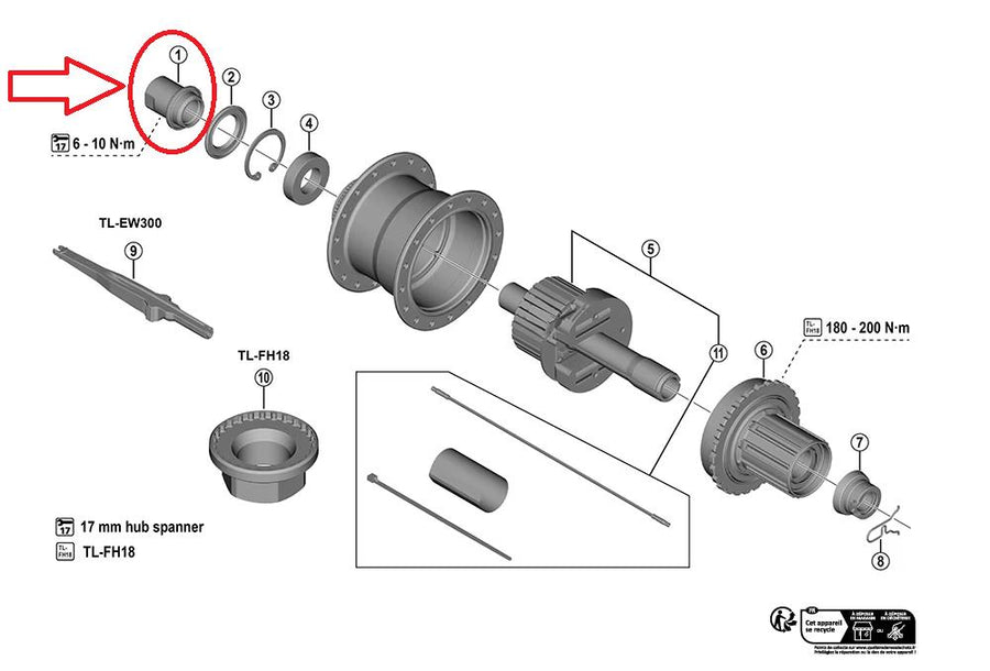SHIMANO Kontermutter f. FH-U6060 6060 links - präziser Sitz und sichere Fixierung
