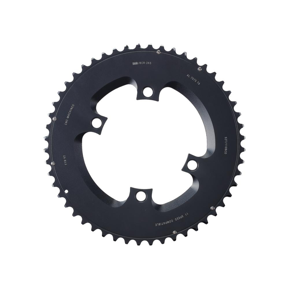 BBB Cycling Kettenblatt Eleven Gear 52T/110mm anthrazit - präziser Antrieb für Rennräder