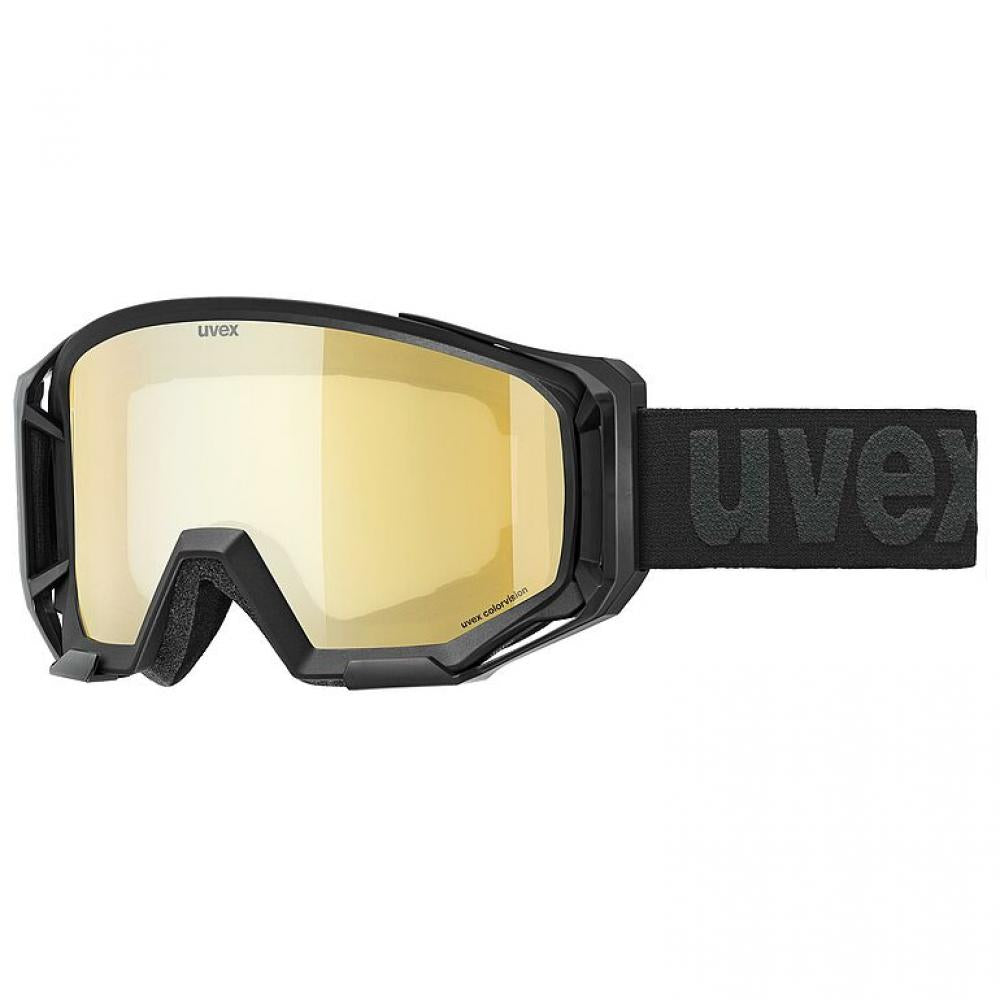 Uvex athletic CV Bike Goggle black matt/mirror gold - Kontrastverstärkend, beschlagfrei, OTG, UV-Schutz, Filterkategorie 1