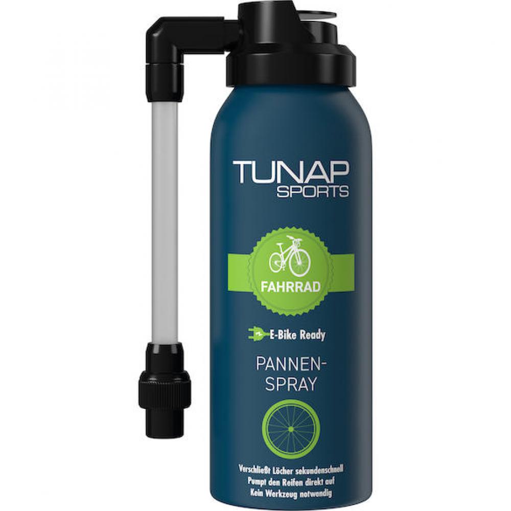 Tunap Sports Fahrrad Pannenspray 125ml, E-Bike Ready, schnelle Reifenpanne Reparatur ohne Werkzeug.