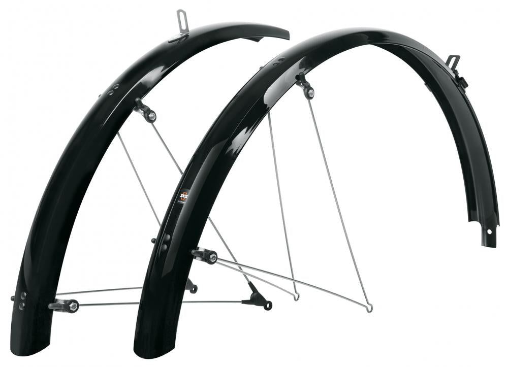 SKS BLUEMELS BASIC 26 Schutzblech-Set - 53 mm breit für 26 Räder robuste Aluminium-Kunststoff-Sandwichkonstruktion ASR-Sicherheitssystem glänzend schwarz
