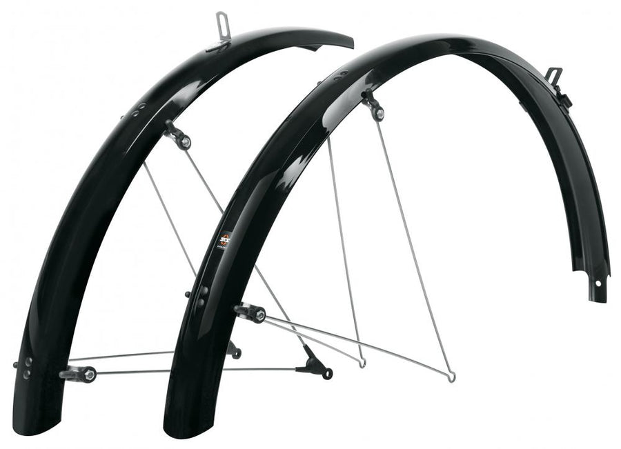 SKS BLUEMELS BASIC 26 Schutzblech-Set - 53 mm breit für 26 Räder robuste Aluminium-Kunststoff-Sandwichkonstruktion ASR-Sicherheitssystem glänzend schwarz