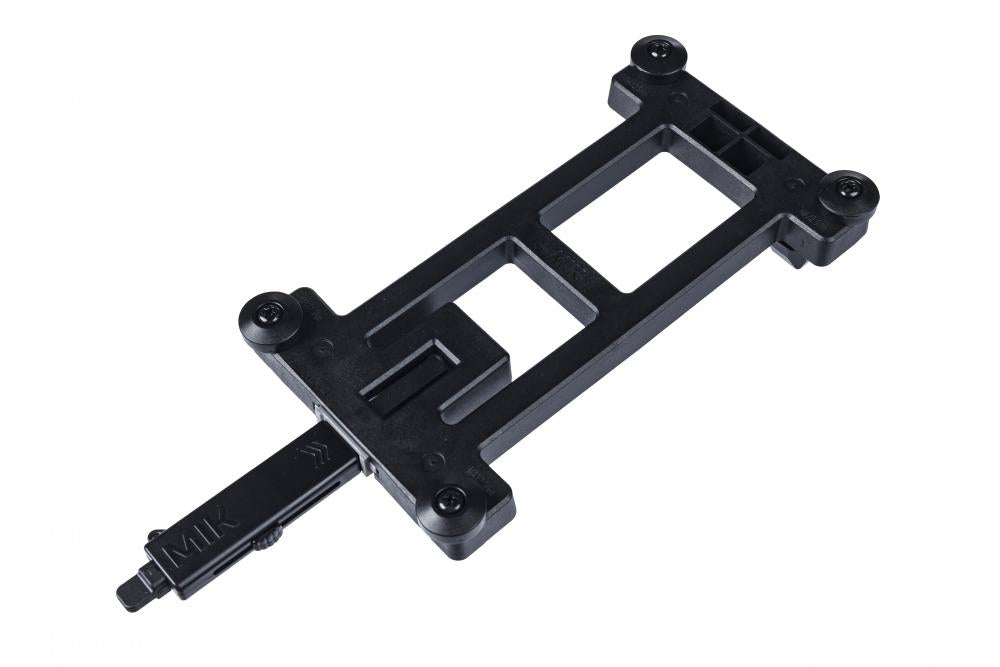 Basil MIK 2.0 Adapterplatte schwarz, abschließbar, für Fahrradkörbe und -taschen auf Gepäckträger.
