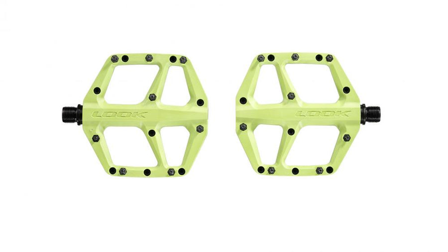 LOOK Trail Fusion Plattformpedale Lime, Composite Flat-Pedale mit 8 Pins, 107×105 mm, Chromoly-Achse