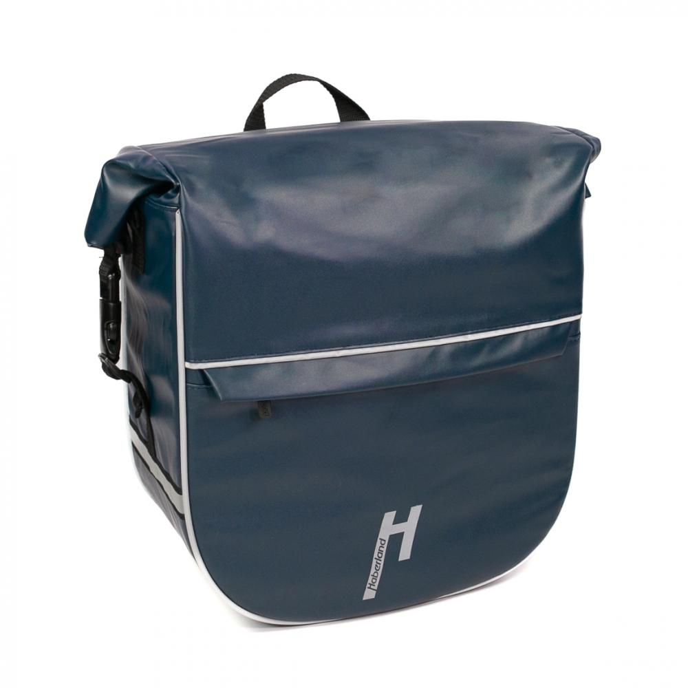 Haberland Einzeltasche eMotion blau/reflex - wassergeschützte Gepäckträgertasche mit Rollverschluss