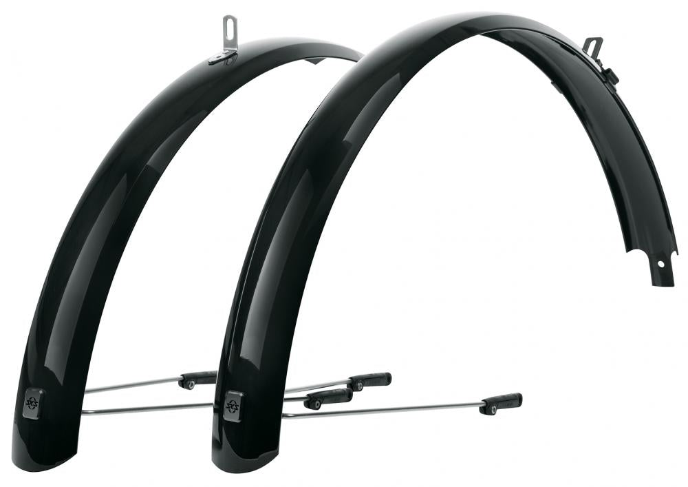 SKS Bluemels Basic Schutzblech-Set 24 60mm, schwarz glänzend, robustes Kunststoff für Reifen bis 54mm.