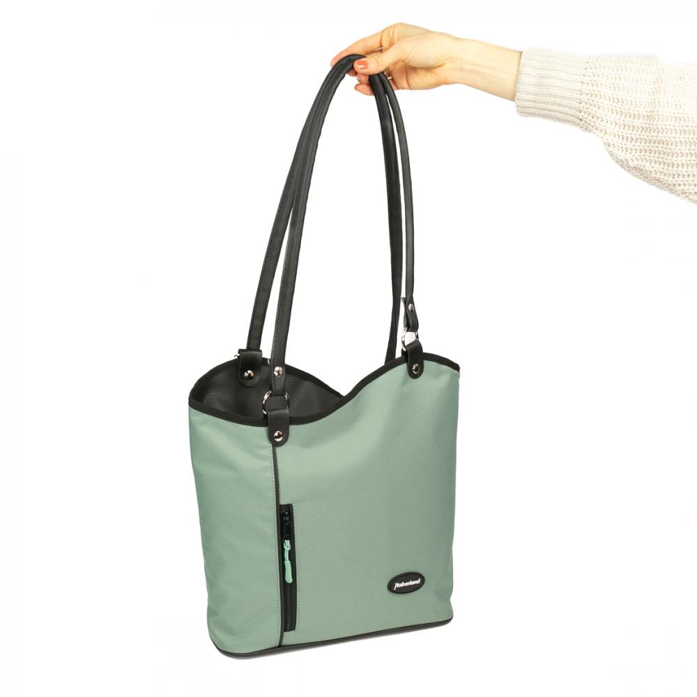 Haberland Lenkertasche Melanie salbei/schwarz - flexible Rucksack-Lenkertasche für Alltag & Tour