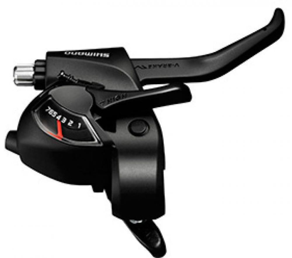 SHIMANO ST-EF41 Schalt-/Bremshebel 6-fach rechts, schwarz, mit Ganganzeige und 2-Finger-Bremshebel.