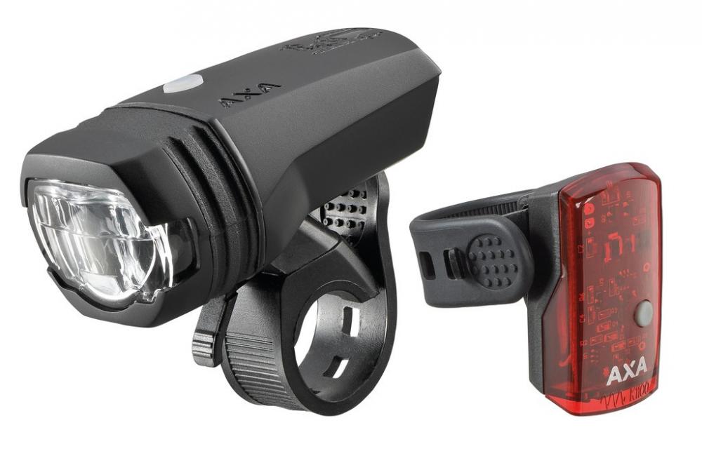 Axa LED-Akkuscheinw. GreenLine 50 Set inkl. Rücklicht 1 LED und USB Kabel StVZO