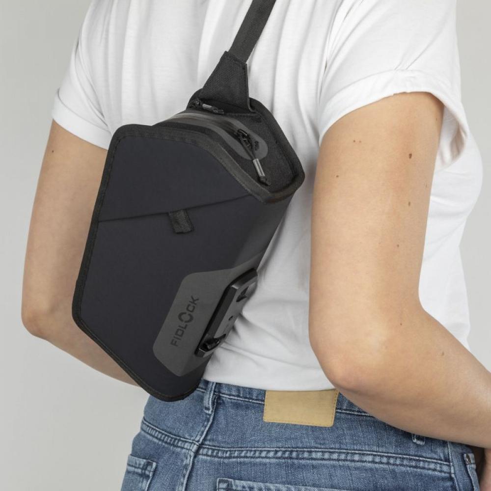 Fidlock TWIST Essential Bag L - 2,4 Liter spritzwassergeschützte Rahmentasche mit magnet-mechanischem Haltersystem, verstaubarem Schultergurt, optimiert für Rahmendreieck, schwarz