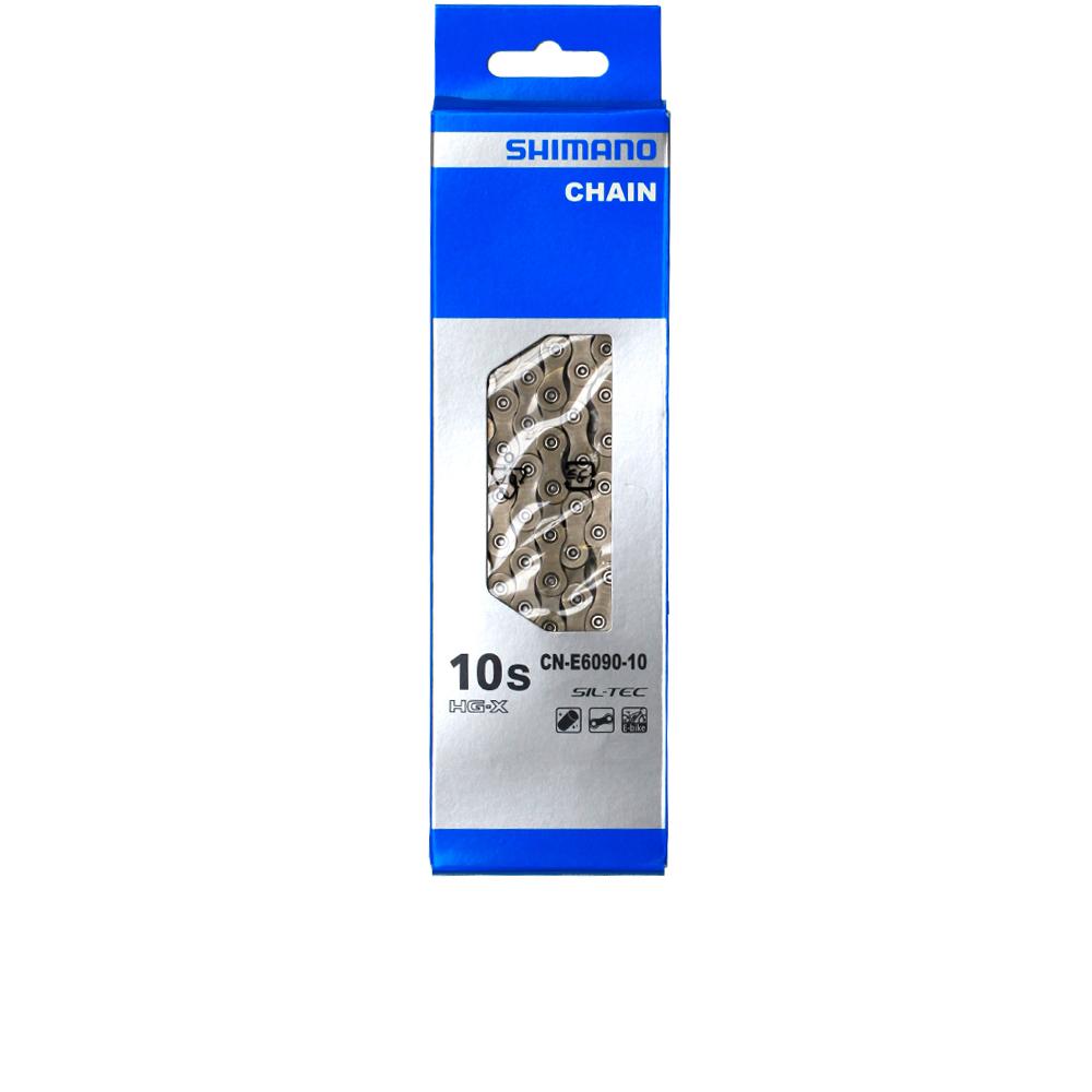 Shimano CN-E6090 10-fach HG-X SIL-TEC E-Bike Kette für 1x Antrieb in blauer Produktverpackung.