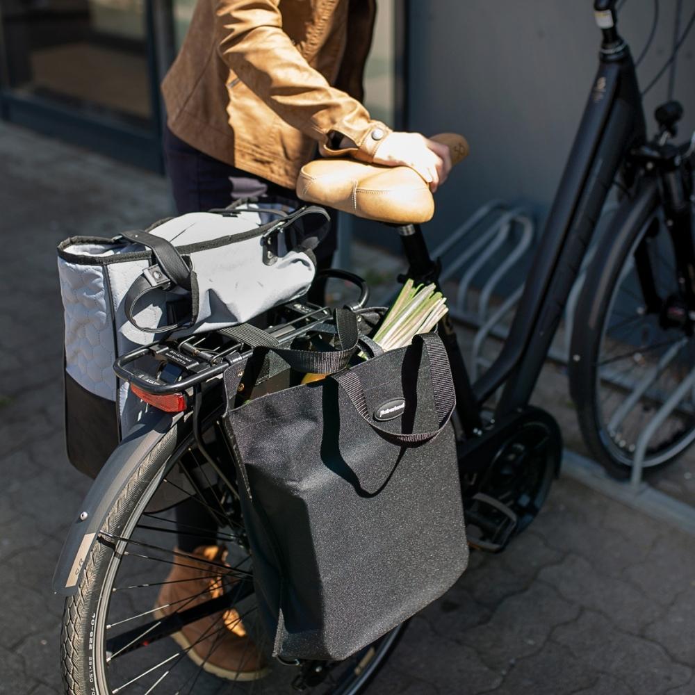 Haberland Extra Bag schwarz, Größe L - faltbare Fahrradtasche mit 12 l Zusatzvolumen