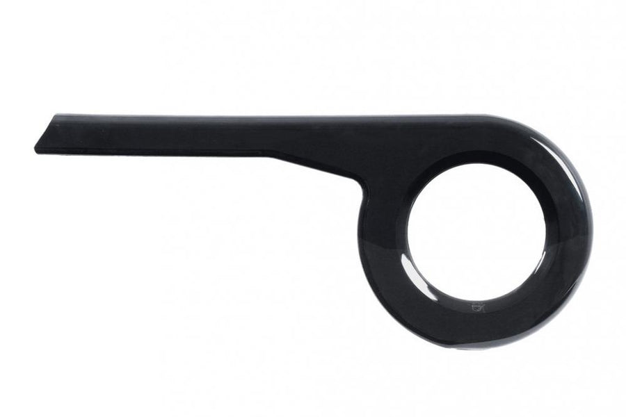 Schwarzer Hebie Kettenschutz CHAINGUARD 381 aus Kunststoff, starr, 1-flügelig, für 1-fach bis 48 Zähne.