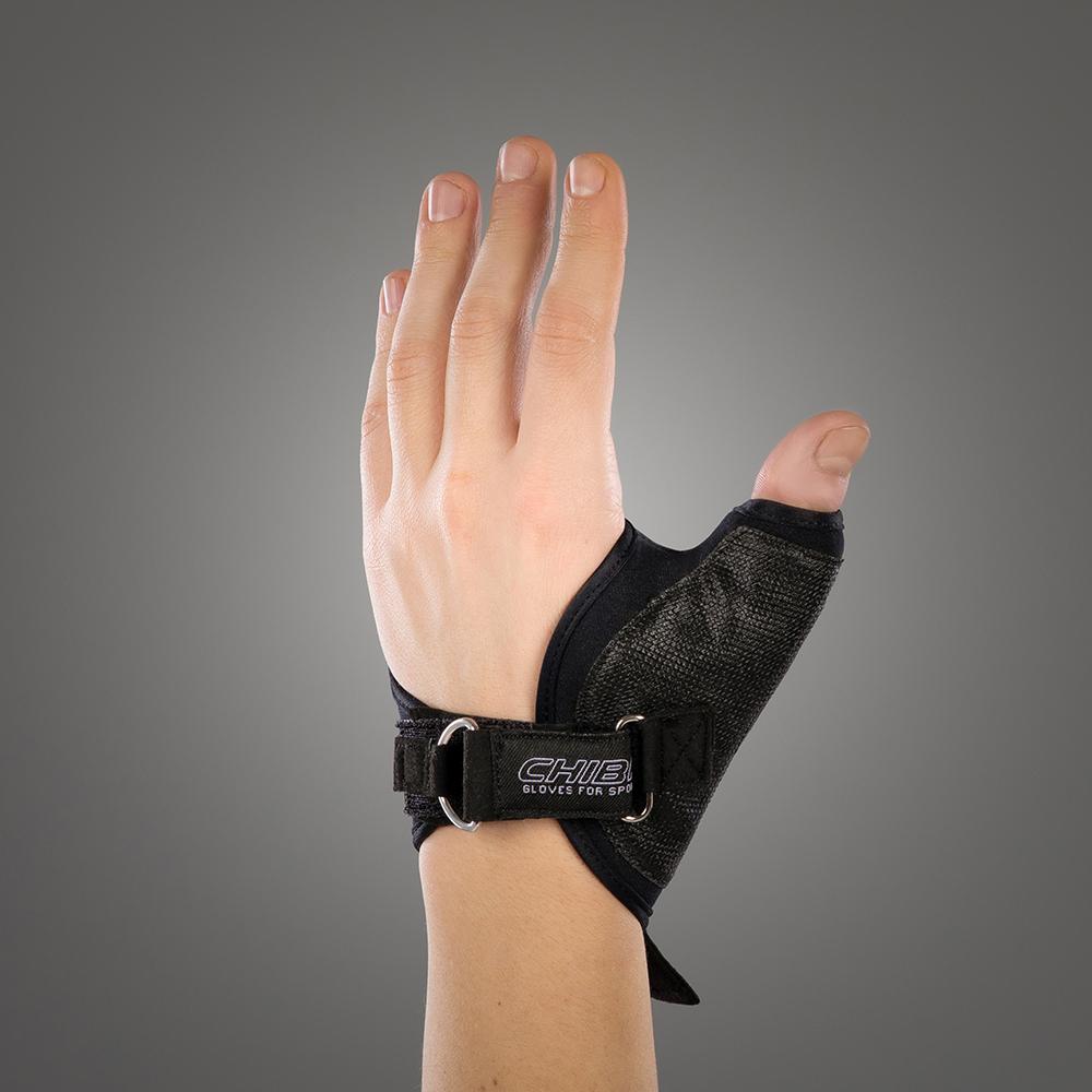 CHIBA Tetra - Rollstuhl-Handschuhe XL schwarz mit Gelpolsterung und Aramid-Besatz