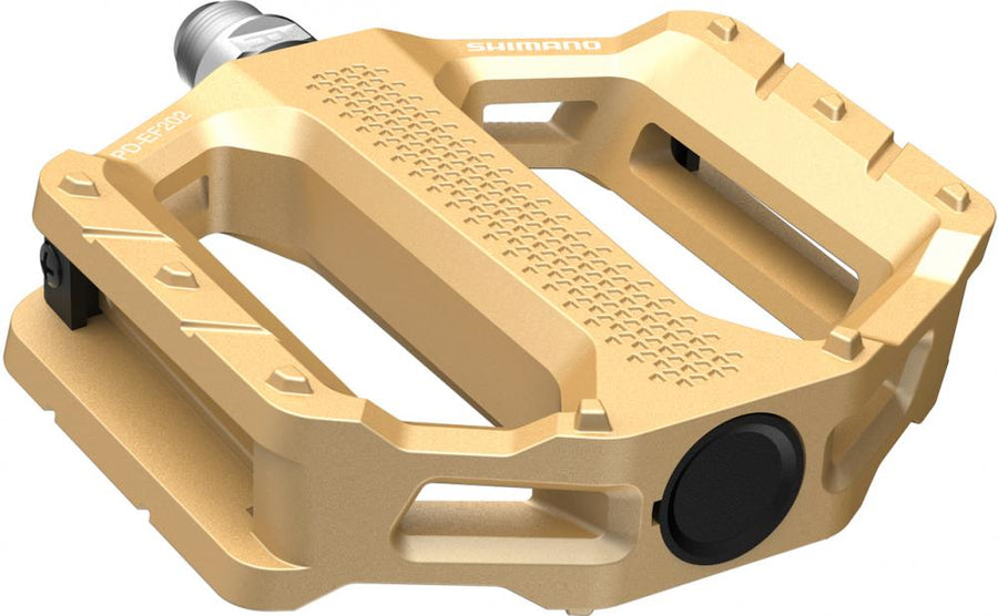 SHIMANO Pedal PD-EF202 Gold Flat - robuste Plattformpedale für sicheren Grip im Alltag