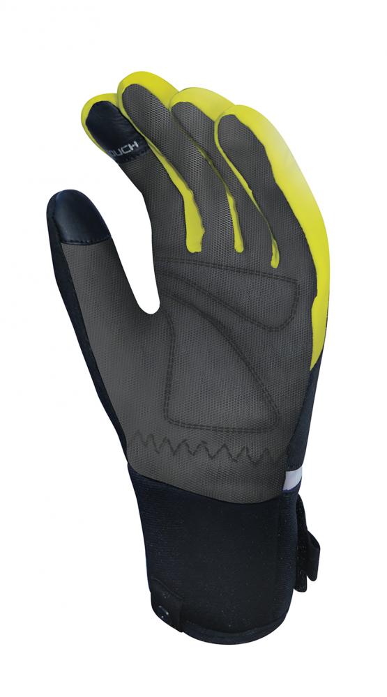 CHIBA Phantom - Radhandschuhe schwarz/neongelb, Softshell, winddicht, Touchfinger, Größe M