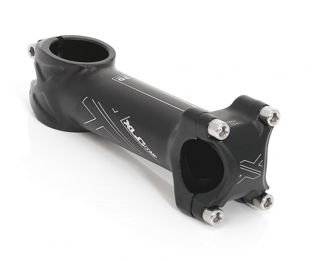 XLC Comp Ahead Vorbau ST-M15 schwarz 90mm Länge, 25,4mm Lenkerklemmung, 1 1/8" Gabelschaft auf weißem Grund.