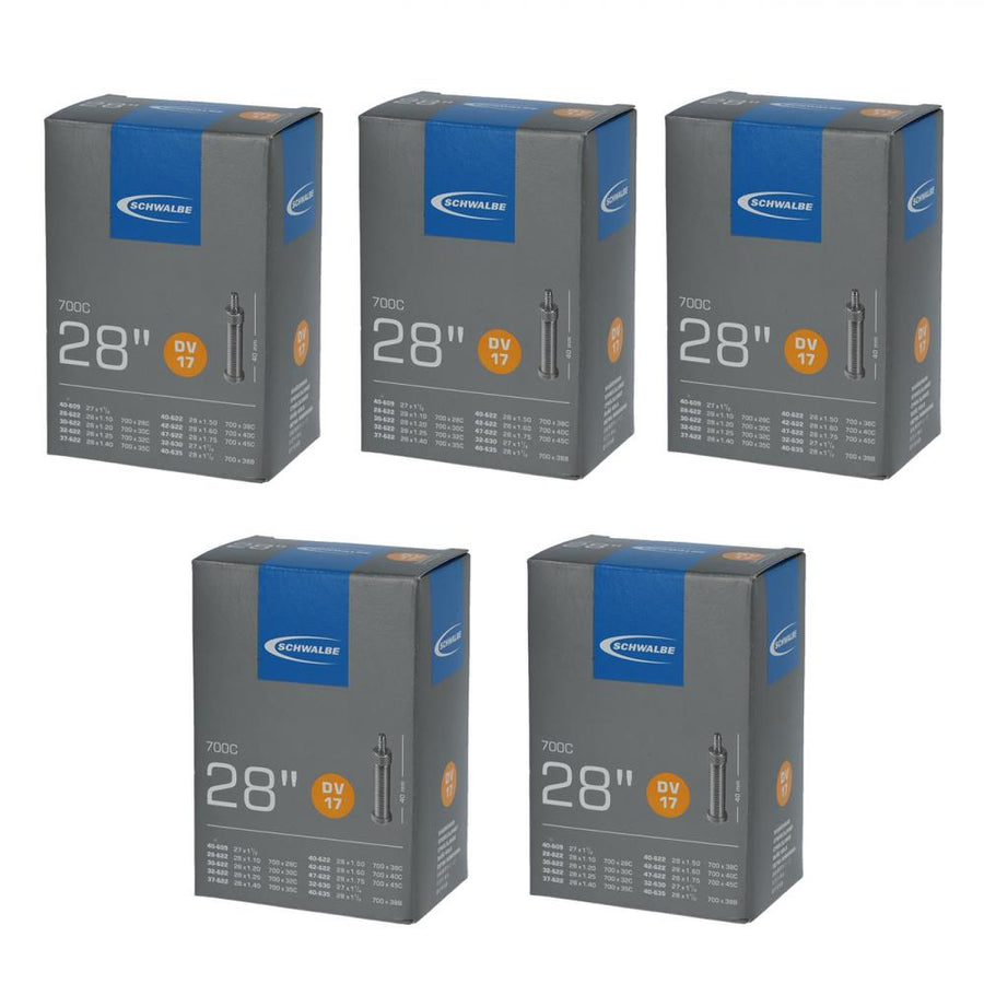 5er Set Schwalbe DV17 Fahrradschläuche 28 Zoll 28/47-622/635 mit Dunlop-Ventil