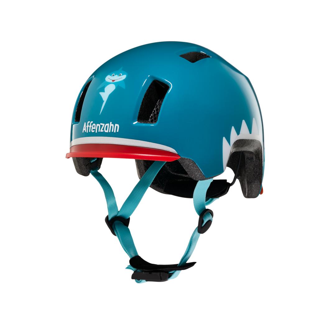 AFFENZAHN Helm Hai Petrol Größe M 50-56cm Kopfumfang mit Sicherheits-Rücklicht