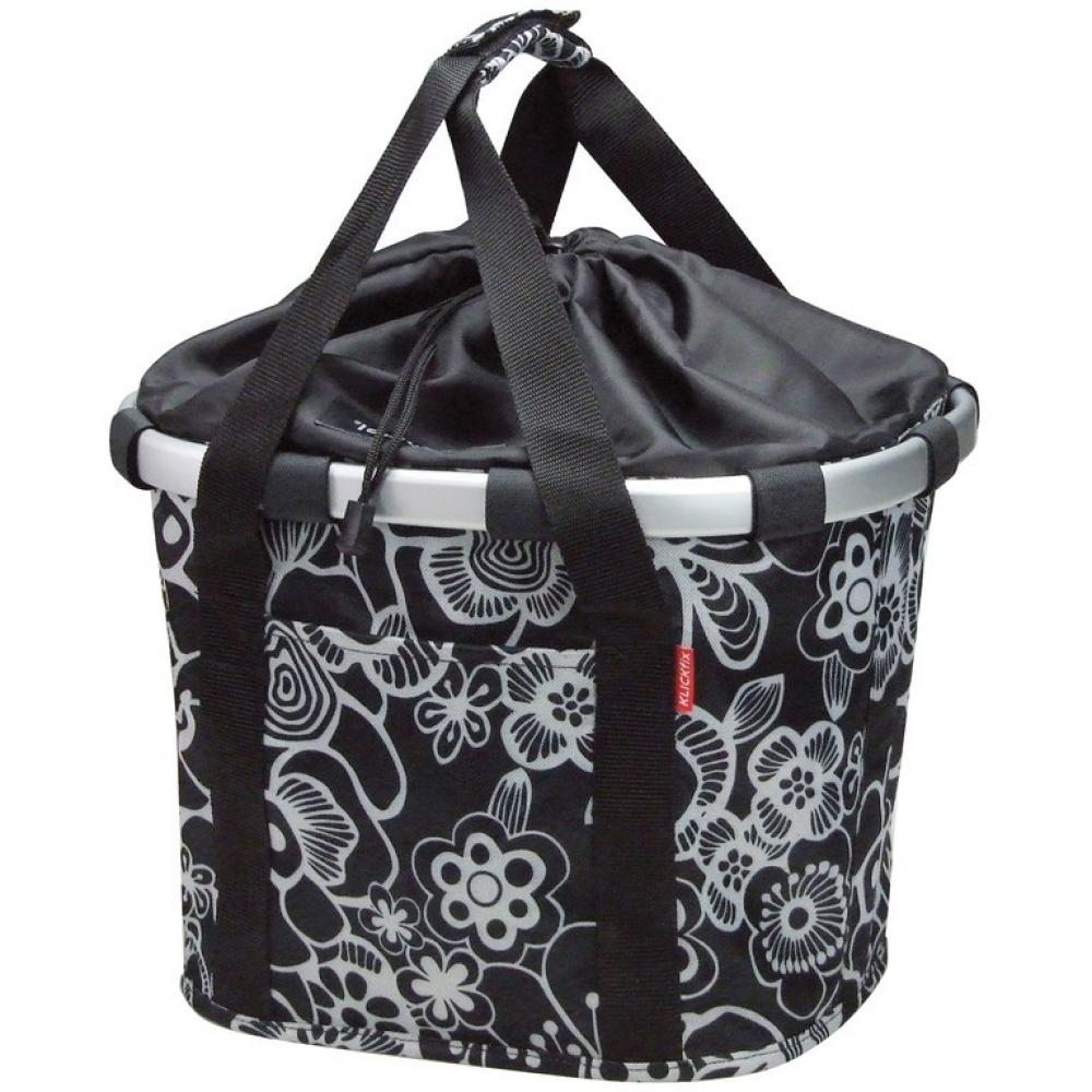 KLICKfix Fahrradkorb Fahrradtasche Bikebasket Reisenthel fleur schwarz 35x28x26 cm