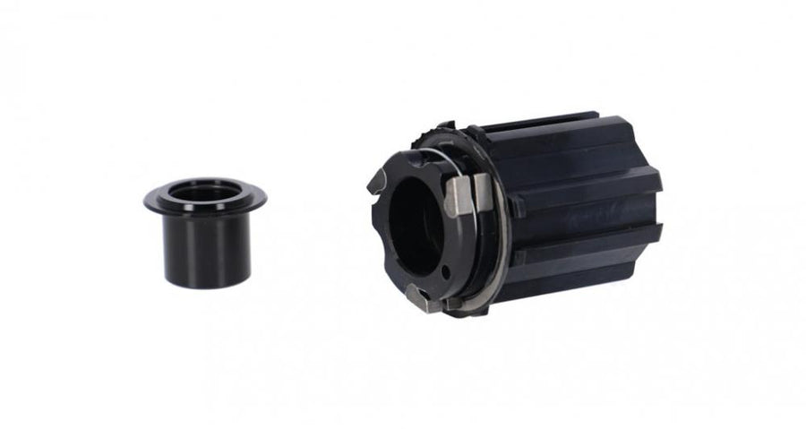 XLC Freilaufkörper WS-X22 für WS-C37/50 und passender Adapter, schwarze Fahrrad-Nabenkomponenten.