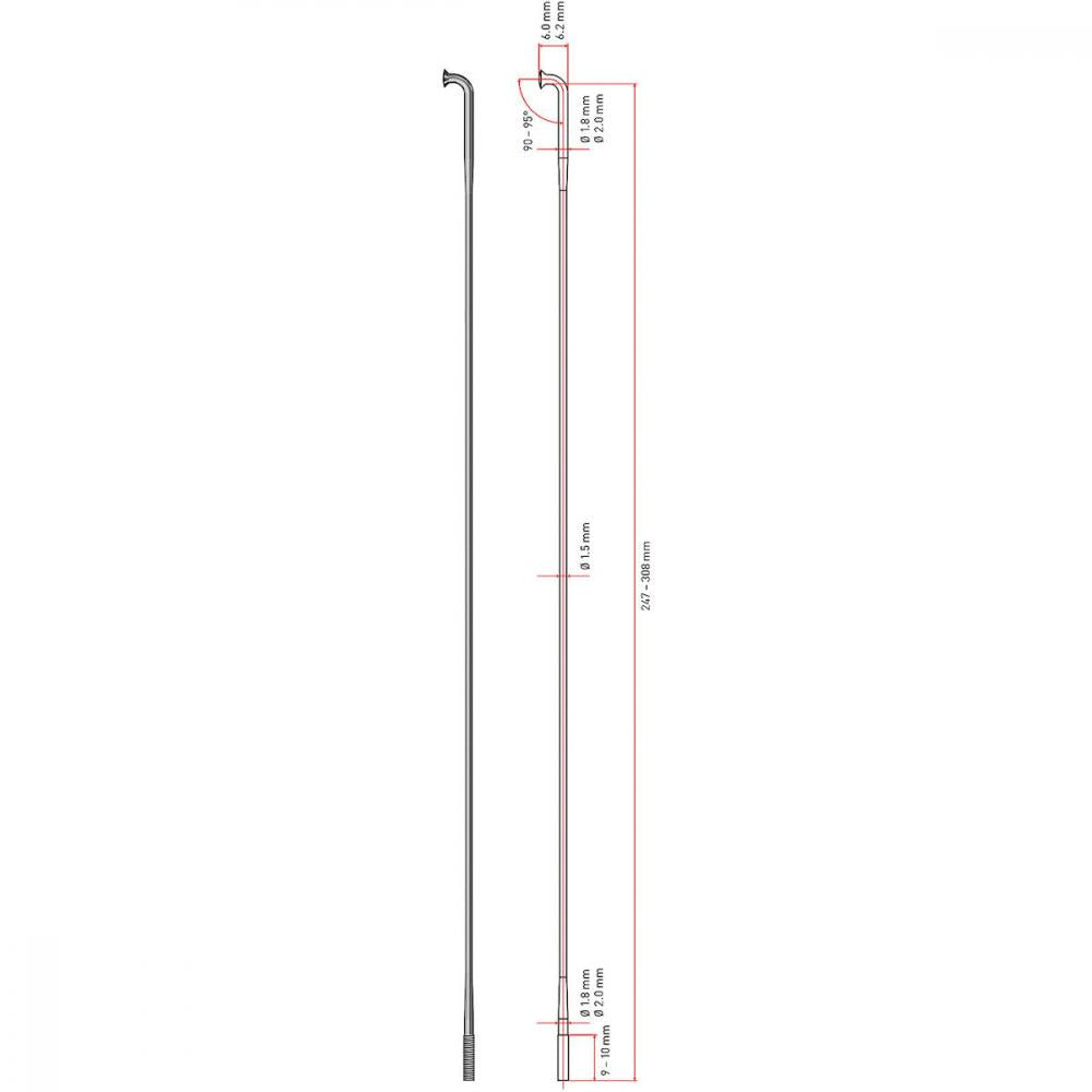 DT Swiss Speiche Revolution 2.0/1.5 VE100 schwarz 266 mm - ultraleichte Laufrad-Performance