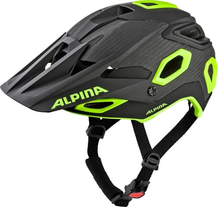 Alpina Rootage Enduro MTB Fahrradhelm schwarz-neongelb matt, Carbon, belüftet, Gr. 52-57 cm.