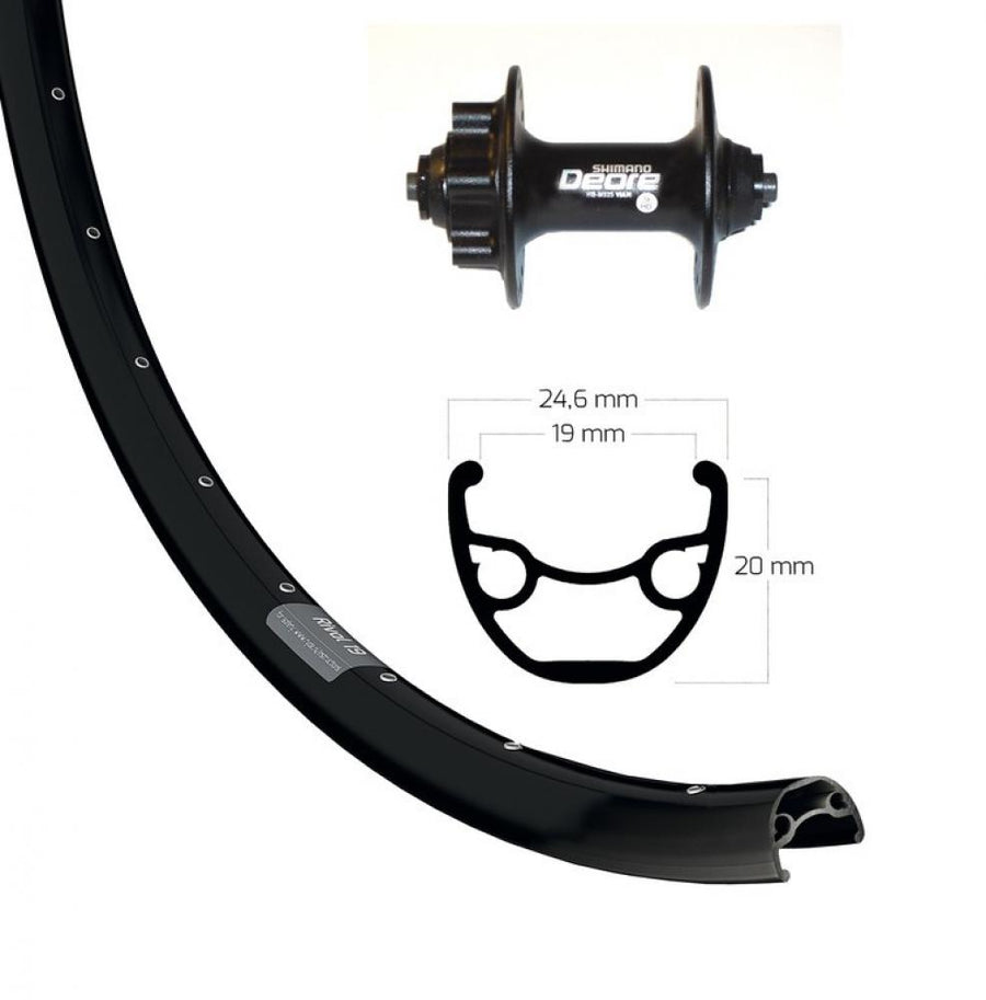 Bike-Parts Laufrad|Vorderrad 29 Zoll Deore 6-Loch schwarz Schnellspanner 32-Loch Ryde Rival 19 Disc schwarz Nirosta-Speichen schwarz